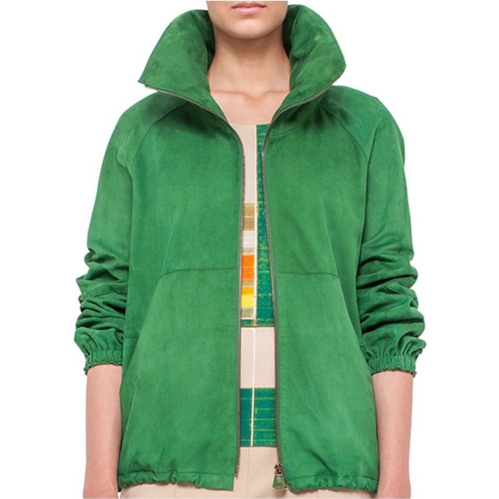 Akris Jacket Suede Zip Up Coat Leather Bomber